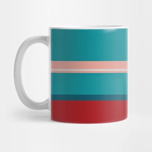 A neat joint of Rouge, Blush, Silver, Dark Cyan and Philippine Indigo stripes. Mug